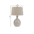 27 Inch Table Lamp Set Of 2, Ceramic Base, Hardback Fabric Shade, Ivory Ivory Ceramic