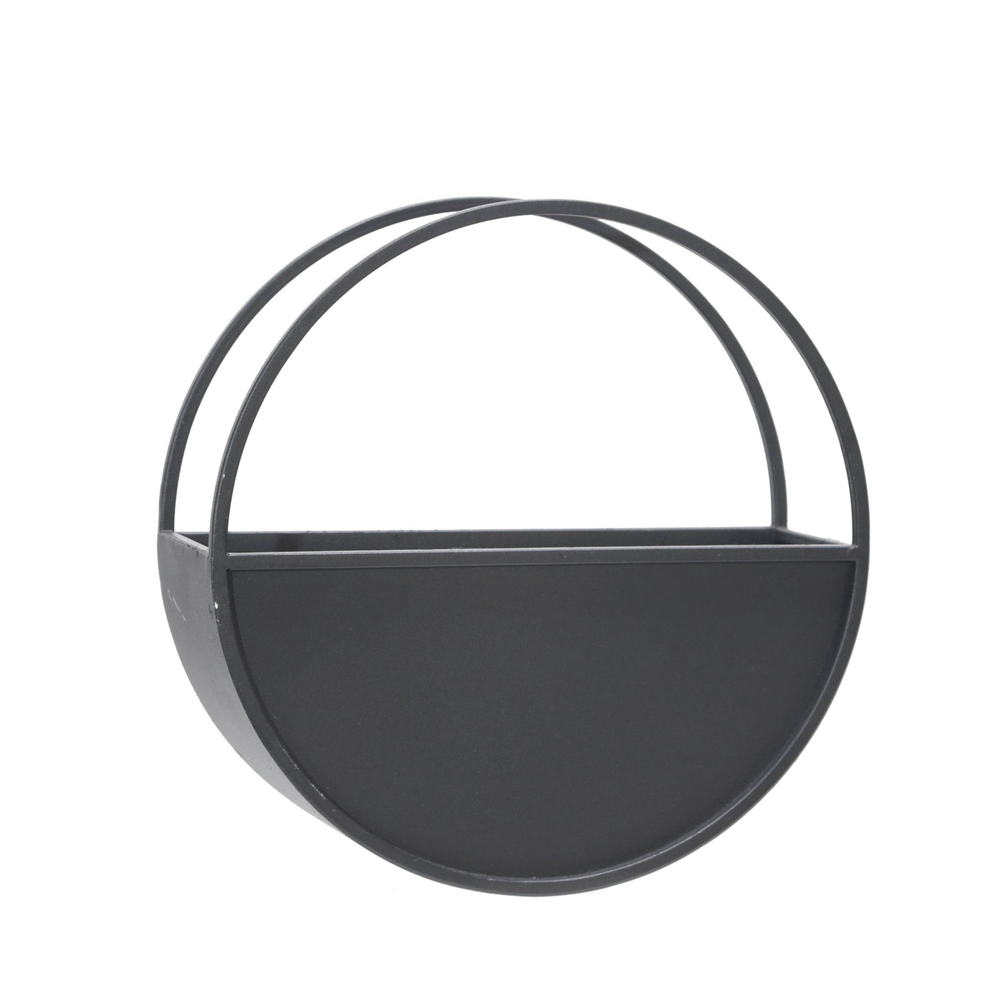 S 2 Metal 9 12" Round Wall Planters, Black Black Iron