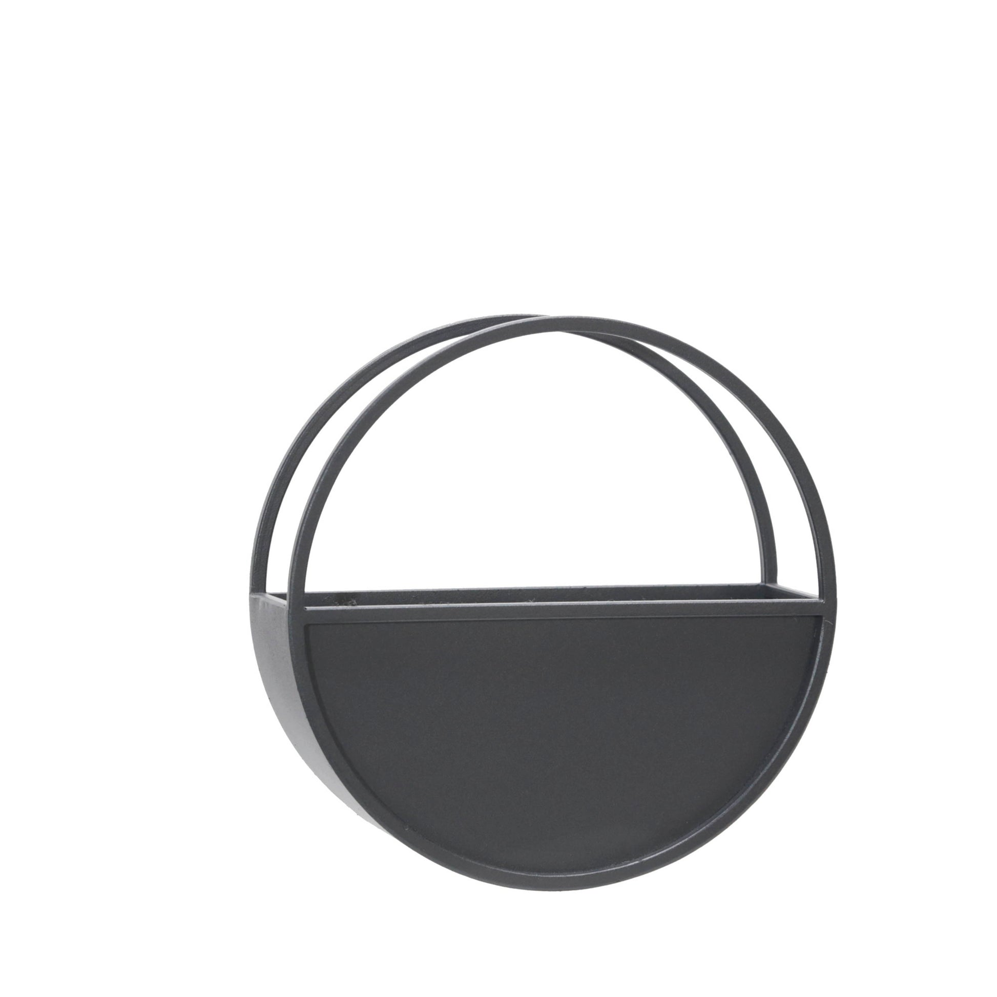 S 2 Metal 9 12" Round Wall Planters, Black Black Iron