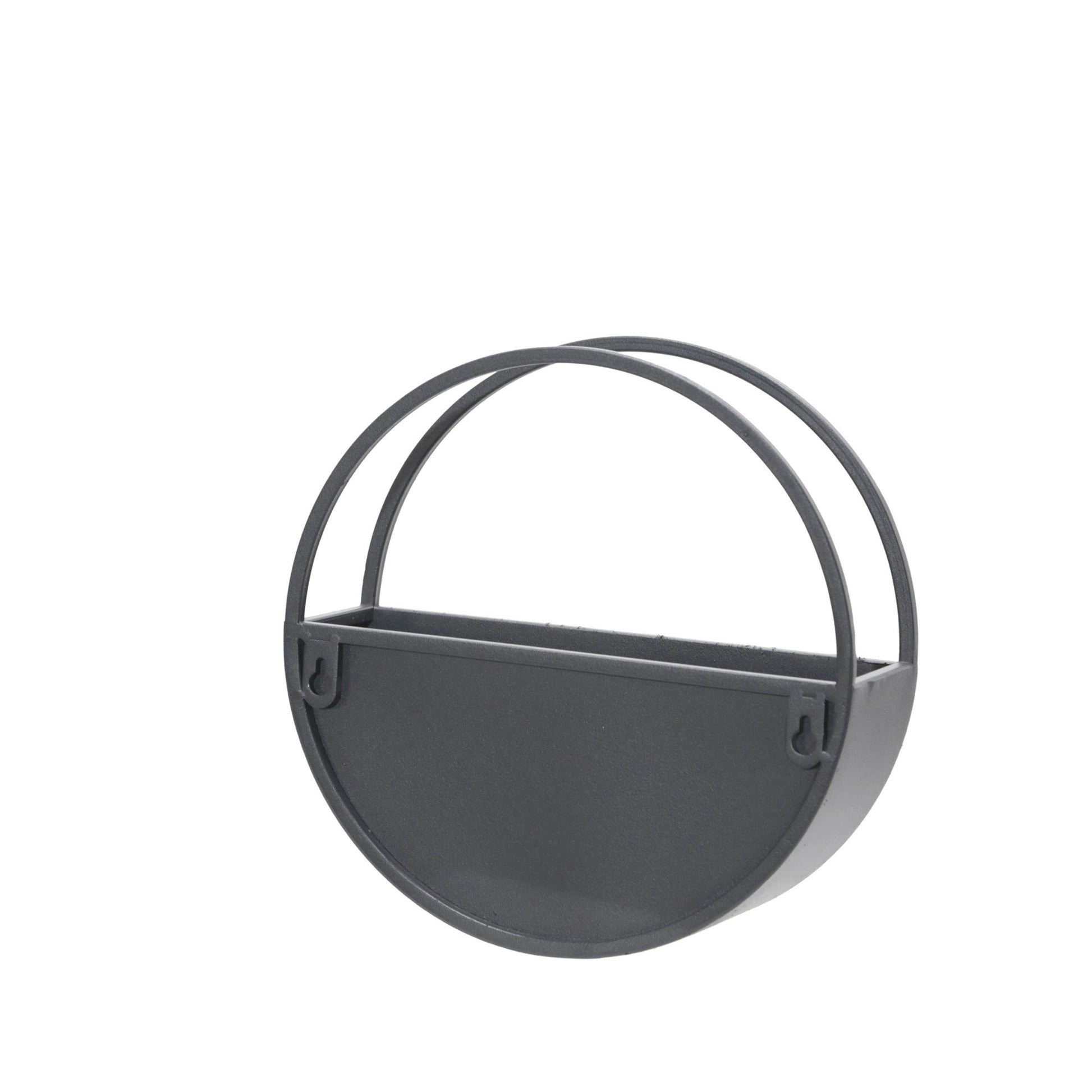 S 2 Metal 9 12" Round Wall Planters, Black Black Iron