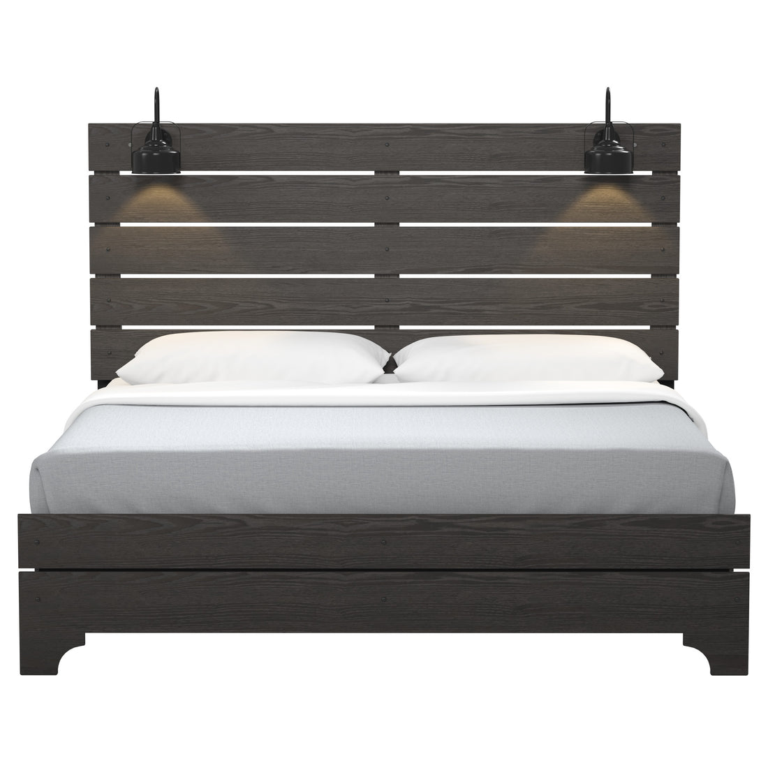 Junipe Brown Queen Bed With Lights Queen Brown Engineered Wood