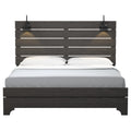 Junipe Brown Queen Bed With Lights Queen Brown Engineered Wood