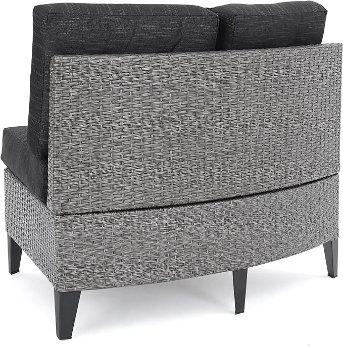 Pema Outdoor 4 Seater Sofa Black Gray Seats 4 Pe Rattan Iron Waterproof Fabric