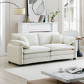 Warm And Cozy Living Room Sofa With 4 Pillows Upholstered Large Deep Seat 2 Seater Sofa For Living Room, Beige Corduroy Beige Corduroy 2 Seat