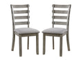Gray Color Dining Chairs Padded Seat Set Of 2Pc Side Chair Ladder Back Kitchen Dining Room Wire Brushed Finish Gray Dining Room Classic,Modern,Transitional Dining Chairs Rubberwood Ladder Back Set