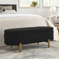 Ottoman Oval Storage Bench,Rubber Wood Leg,Black 46.