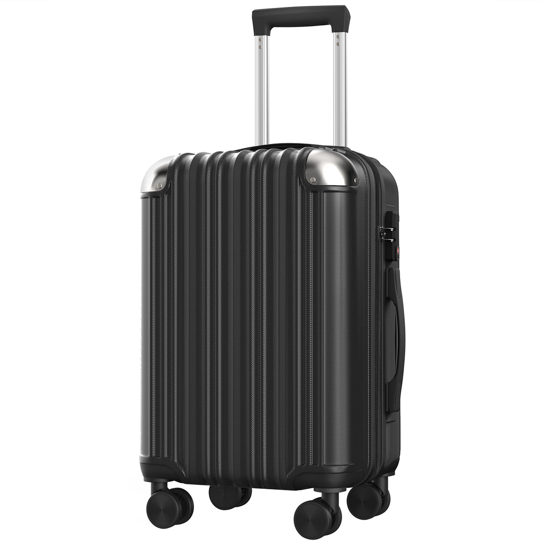 3 Piece Luggage Set With Tsa Lock& Double Spinner Wheels, Expandable For Large Storage Black Abs