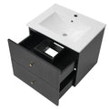 24 Inch Wall Mounted Bathroom Vanity With 2 Drawers Ideal For Small Bathrooms Black Bathroom Mdf