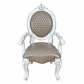 Taupe And Bone White Arm Chair With Trim Set Of 2 Solid Taupe Dining Room Traditional Arm Chair Solid Back Set Of 2 Faux Leather