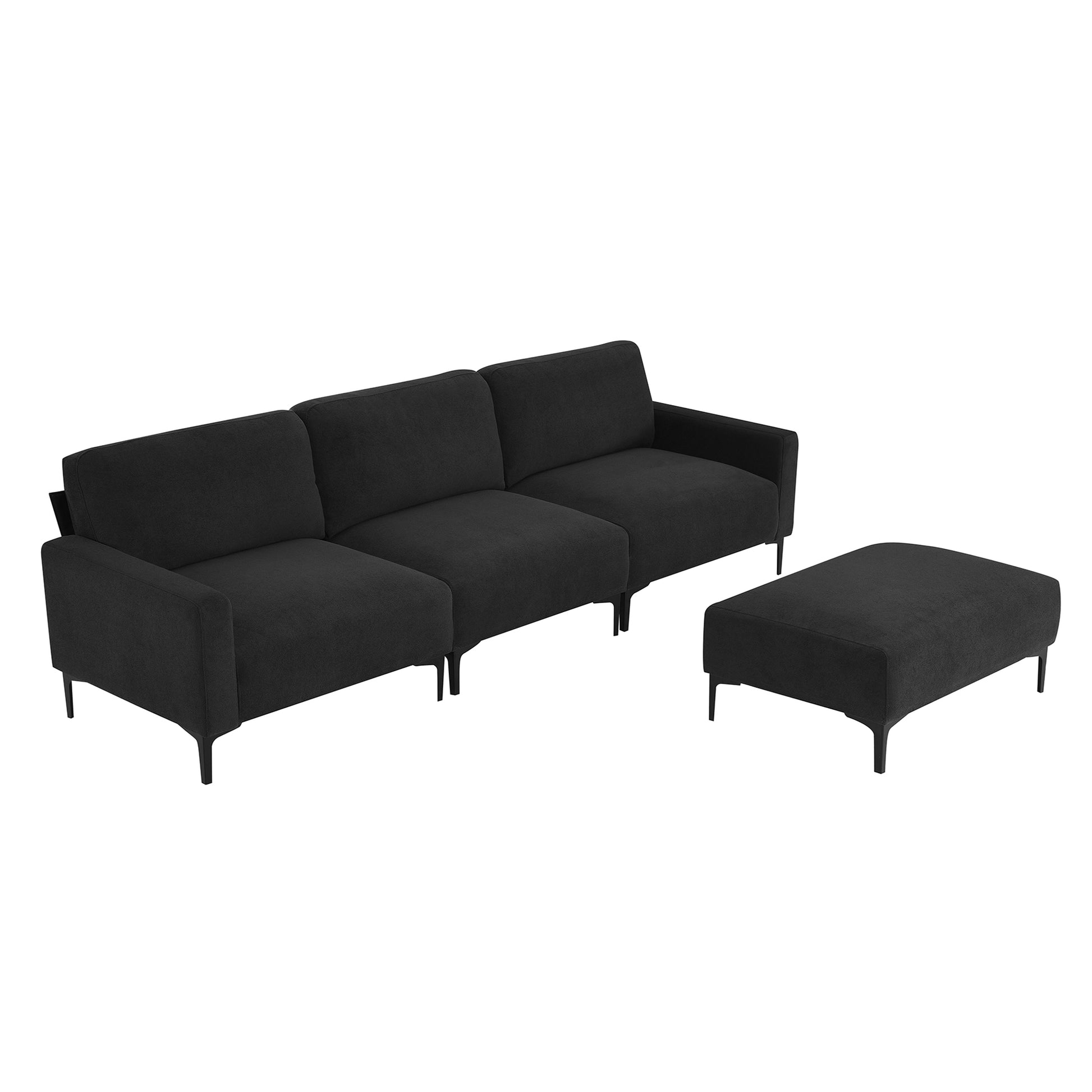 103.5*59" Modern L Shaped Sectional Sofa, 4 Seat Velvet Fabric Couch Set With Convertible Ottoman,Freely Combinable Sofa For Living Room, Apartment, Office,Apartment,2 Colors Black Velvet 4 Seat