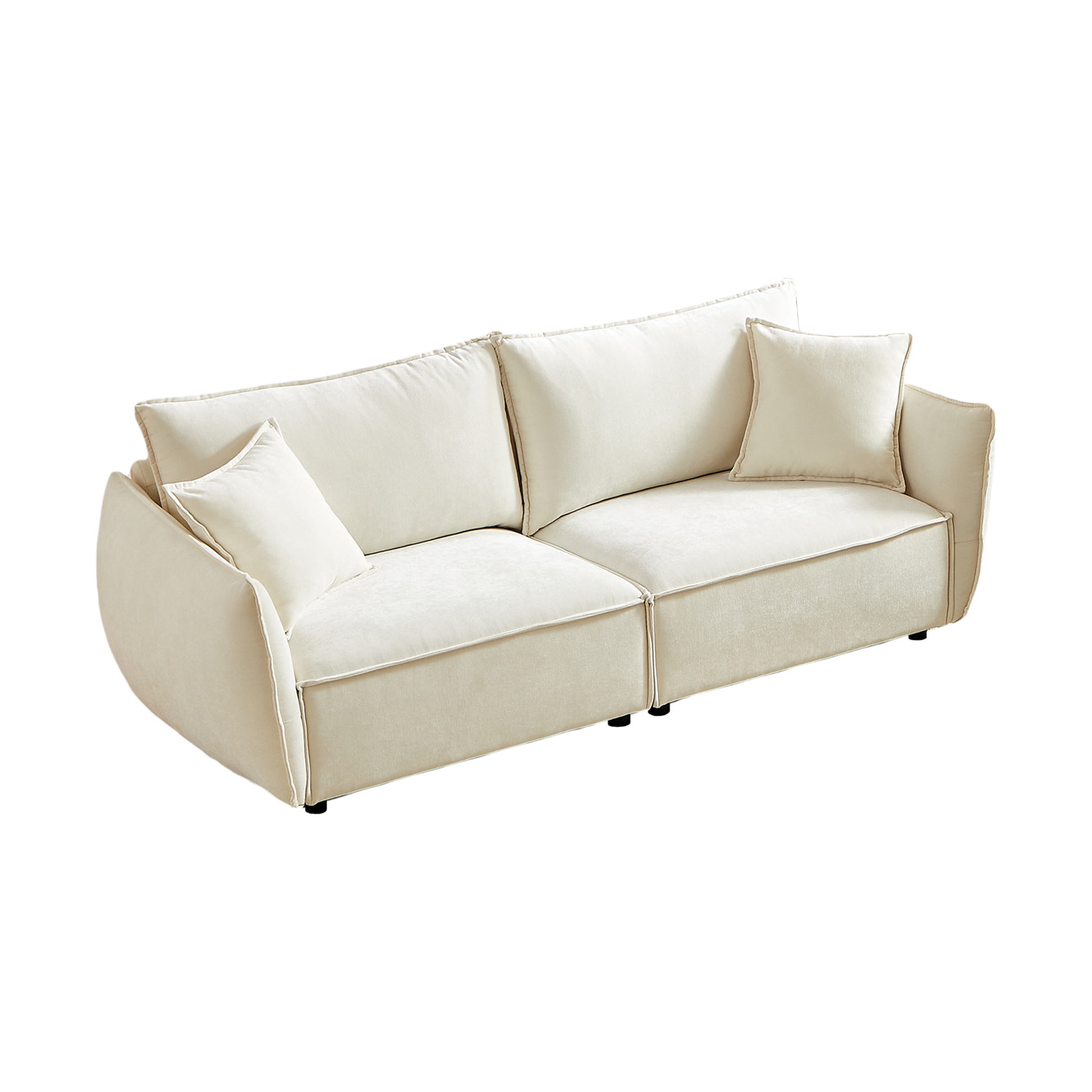 3 Seater 3 Seater Combo Sofa Modern Living Room Sofa, Linen Fabric Sofa, Wooden Frame With 4 Pillows, Apartment Sofa Furniture Beige Chenille Wood Primary Living Space Pine Foam Fabric 6 Seat