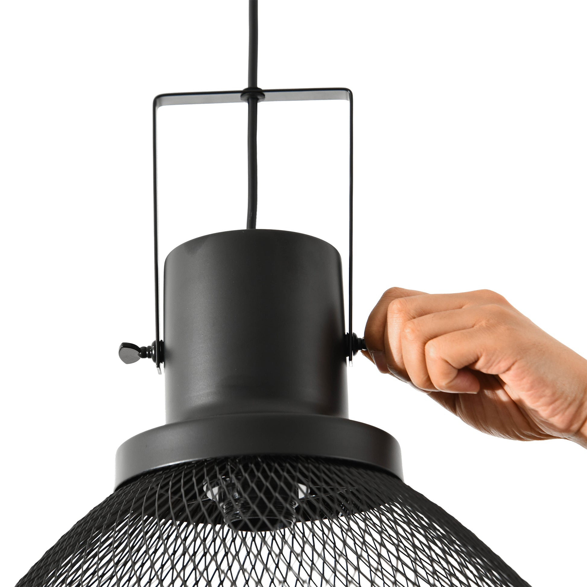 Homcom Industrial Pendant Light Fixtures, Black Metal Frame Hanging Ceiling Light For Living Room, Bedroom, Kitchen, Dining Room With Adjustable Hanging Chain, Black Black Steel