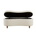 Boucle Flip Top Storage Bench Cream See Below Cream Wood