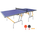 8Ft Mid Size Table Tennis Table Foldable & Portable Ping Pong Table Set For Indoor & Outdoor Games With Net, 2 Table Tennis Paddles And 3 Balls Blue Mdf