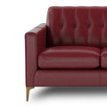 Mid Century Tufted Leather Sofa Red Leather 3 Seat