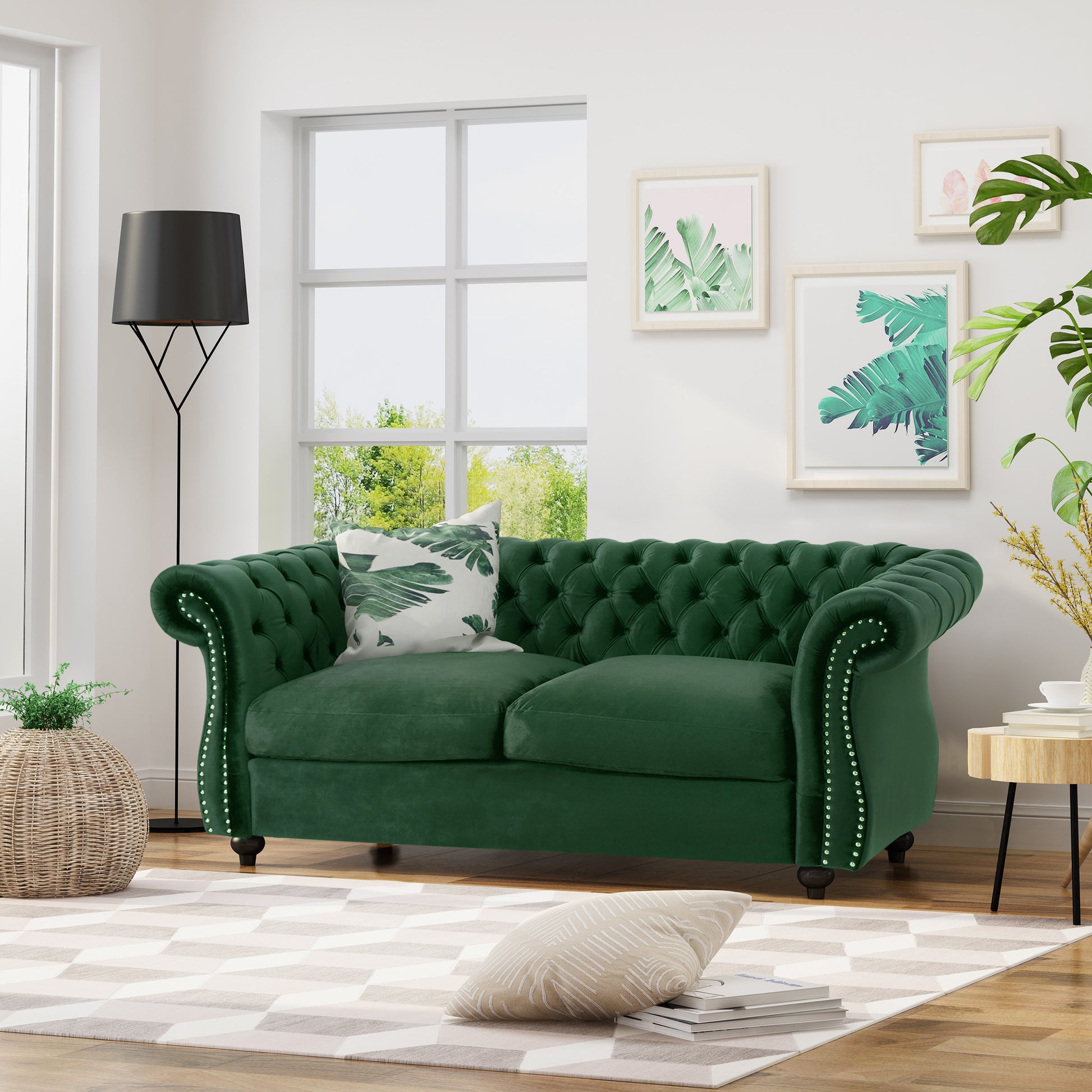 Seat Sofa Emerald Velvet 2 Seat