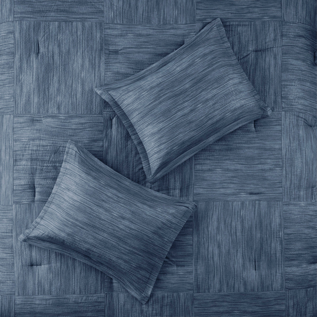 7 Piece Printed Seersucker Comforter Set Navy Queen Queen Navy Microfiber