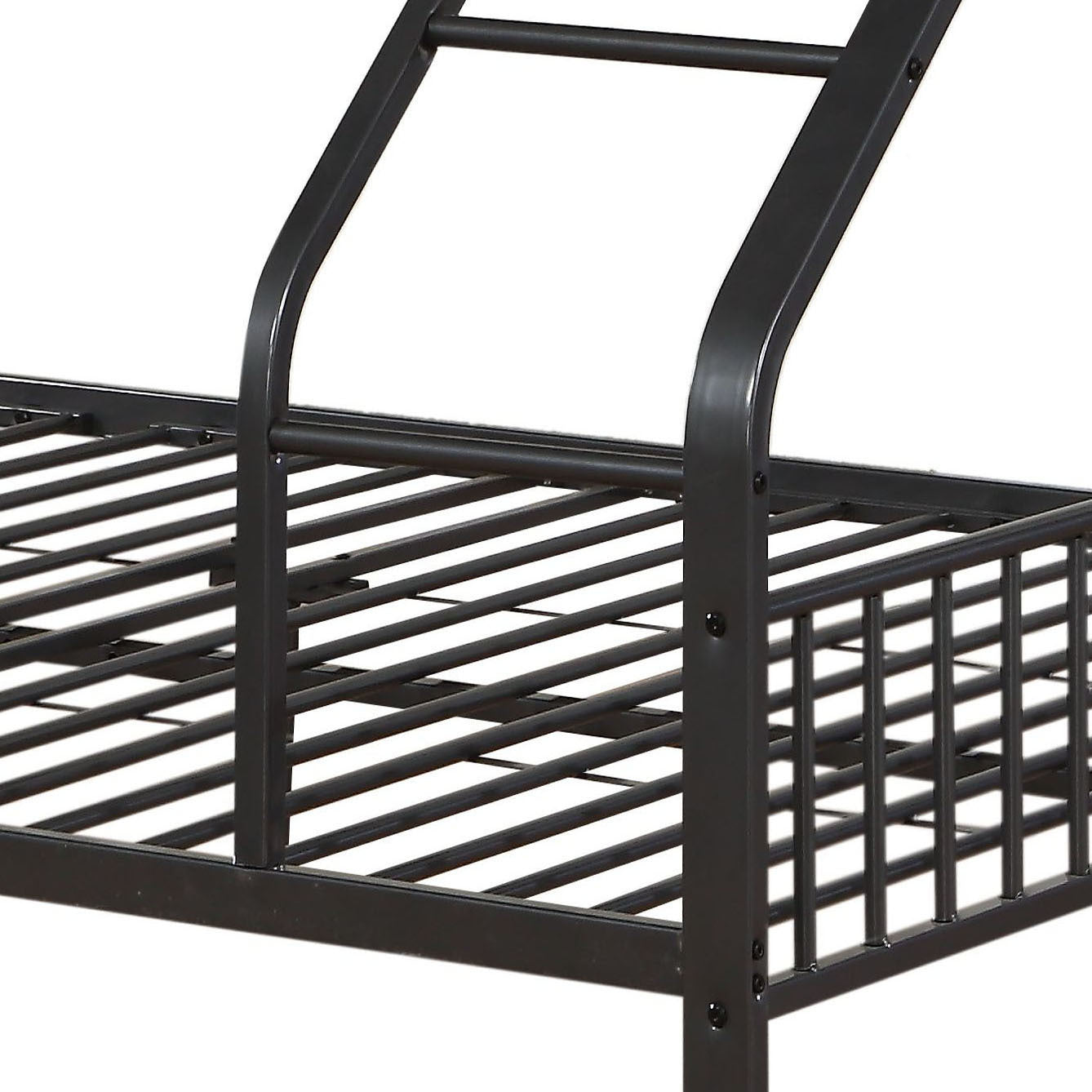 Gunmetal Twin Xl Queen Bunk Bed With Built In Ladder Gunmetal White Metal