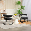 Coolmore Boucle Dining Chairs Set Of 2, Mid Century Modern Curved Backrest Chair, Round Upholstered Kitchen Chairs Carbon Black Boucle Carbon Black Foam Mdf Metal