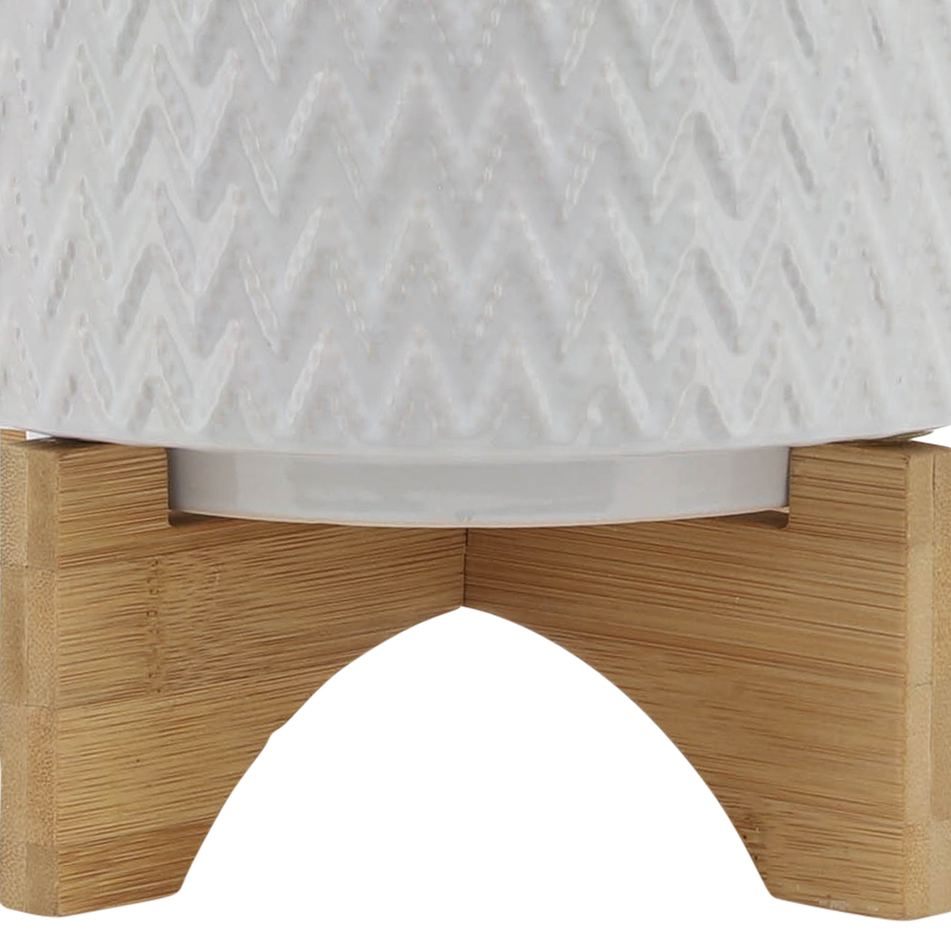 8" Chevron Planter W Stand, White White Ceramic