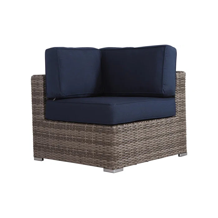 Stylish Rattan Wicker Fully Assembled 6 Person Seating Group With Premium Sunbrella Cushions Perfect For Outdoor Entertaining Dark Gray,Navy Blue Wicker