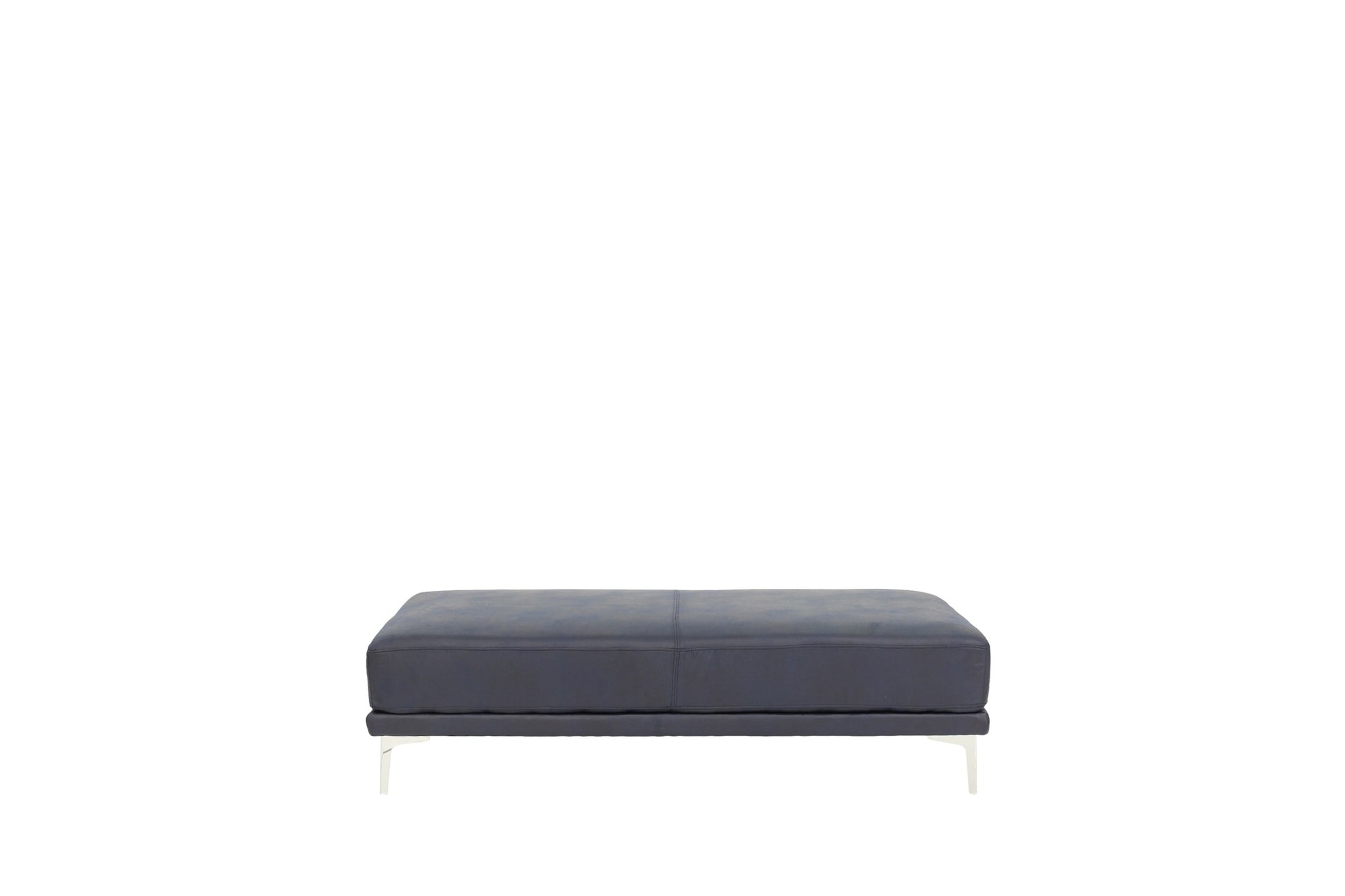 Modern Ink Blue Large Ottoman Metal Legs 1Pc Cocktail Ottoman Living Room Blue Faux Leather Primary Living Space Blue Contemporary,Modern Rectangle Bonded Leather
