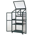 62Inch Height Wood Large Greenhouse Balcony Portable Cold Frame With Wheels And Adjustable Shelves For Outdoor Indoor Use, Forest Green Green Casual Wood Solid Wood