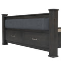 Queen Size Wood Frame Platform Bed With Upholstered Headboard, Footboard And 2 Drawers, Antique Gray Box Spring Not Required Queen Antique Gray Wood Bed Frame Solid Wood Mdf