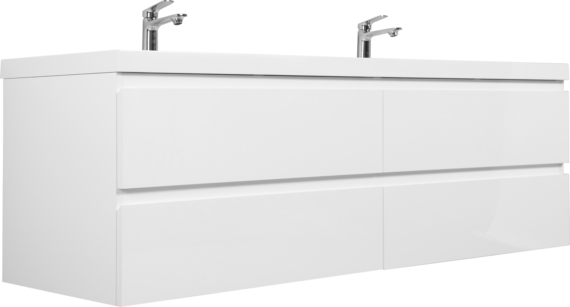 72" Floating Bathroom Vanity With Sink, Modern Wall Mounted Bathroom Storage Vanity Cabinet With 2 Resin Top Basin And 4 Soft Close Drawers, Glossy White 24V11 72Gw 4 White Wall Mounted Mdf