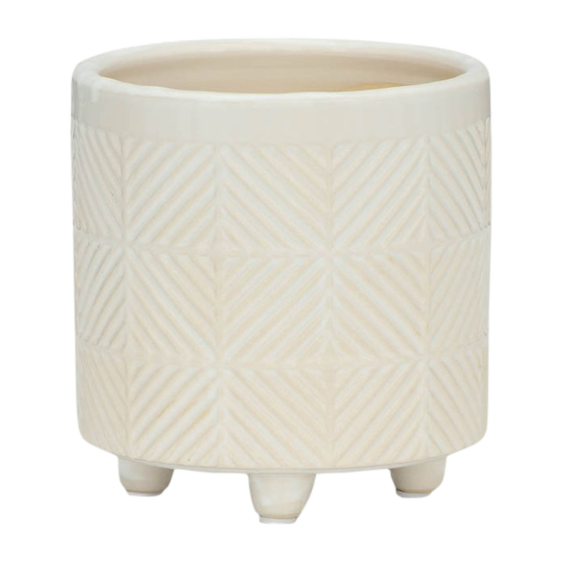 S 2 6 8" Textured Planters, Shiny White White Ceramic