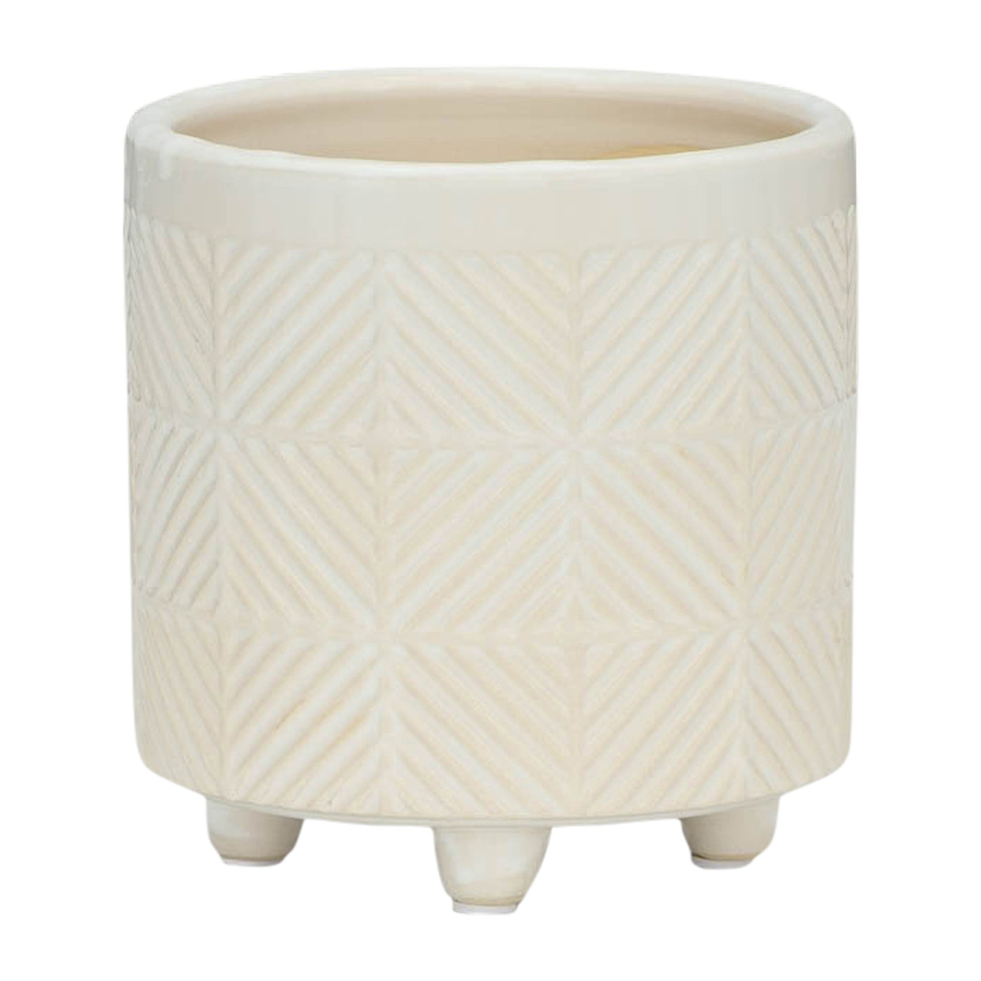 S 2 6 8" Textured Planters, Shiny White White Ceramic