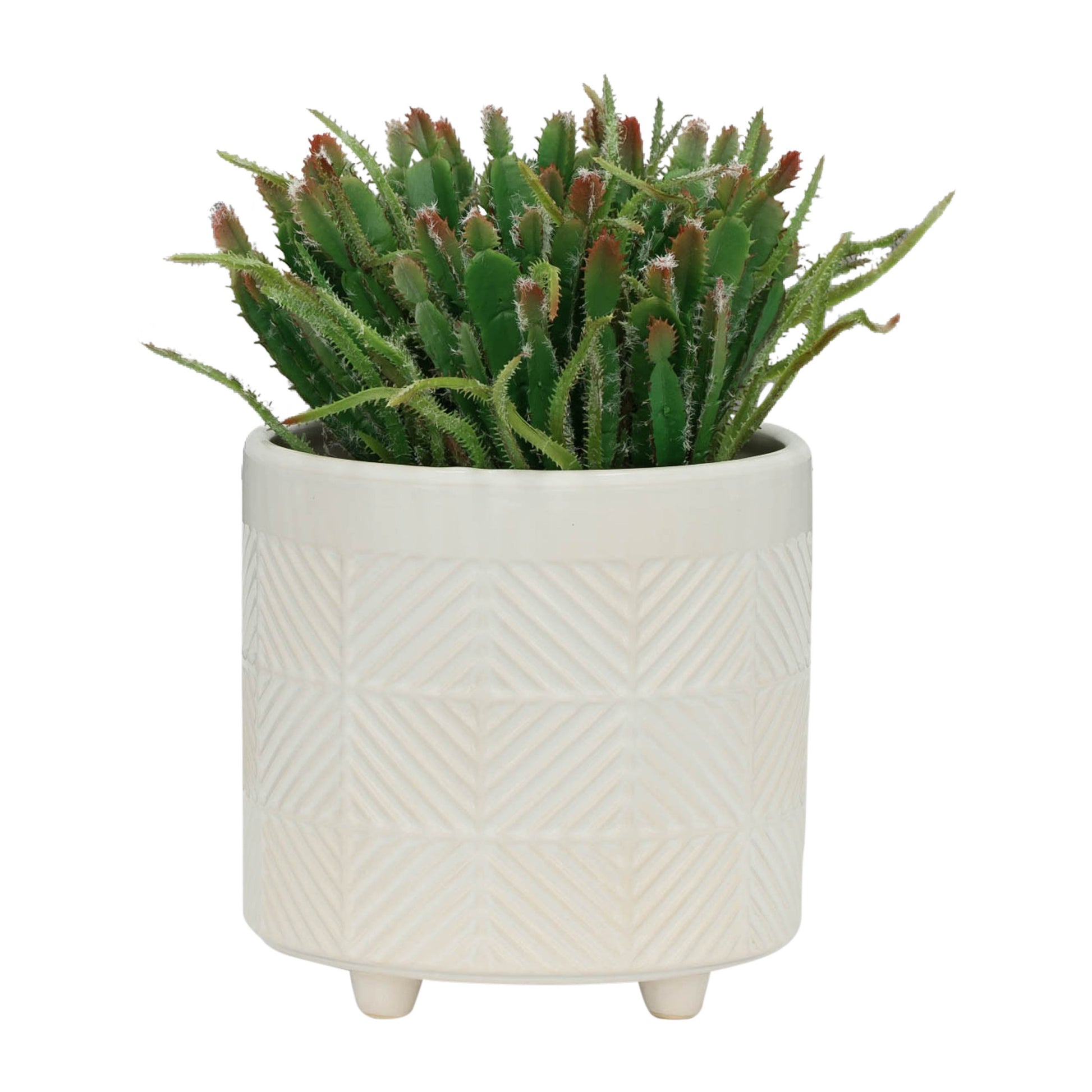S 2 6 8" Textured Planters, Shiny White White Ceramic