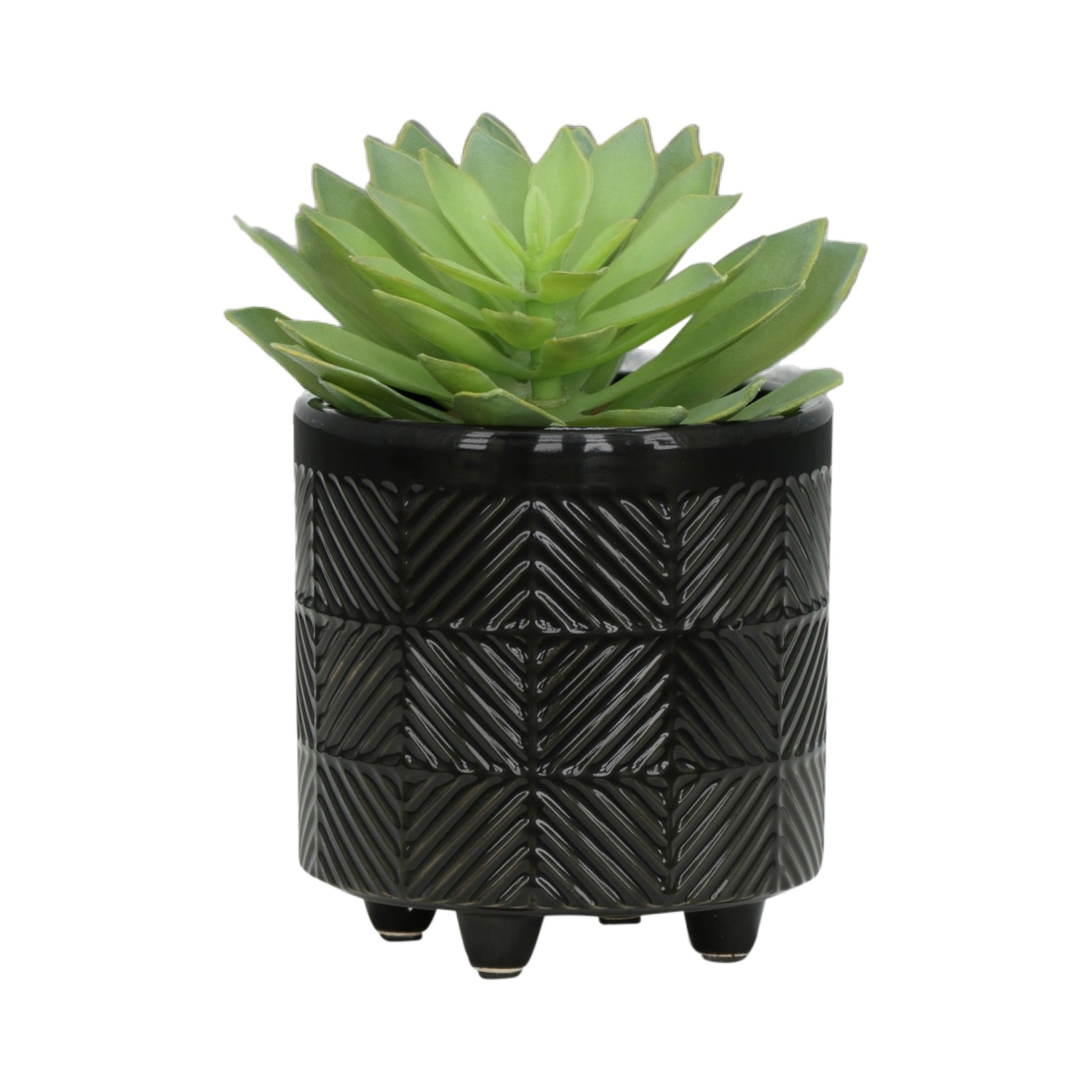 S 2 6 8" Textured Planters, Shiny Black Black Ceramic