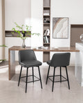 Counter Height Swivel Bar Stools Set Of 2, 360 Swivel Upholstered Barstools With Back And Metal Legs, 25.6