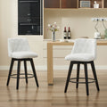 007 Swivel Counter Chairs, Modern Linen Fabric With Button Tufted Backrest, Stylish Bar Stools, Set Of 2 For Bar, Kitchen Island, Dining Room, White White Foam Modern Bar Stools Set Of 2 Foam Linen