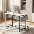 Modern Simple Style Wooden Work Office Desks With Storage,31 Inch,White White Iron