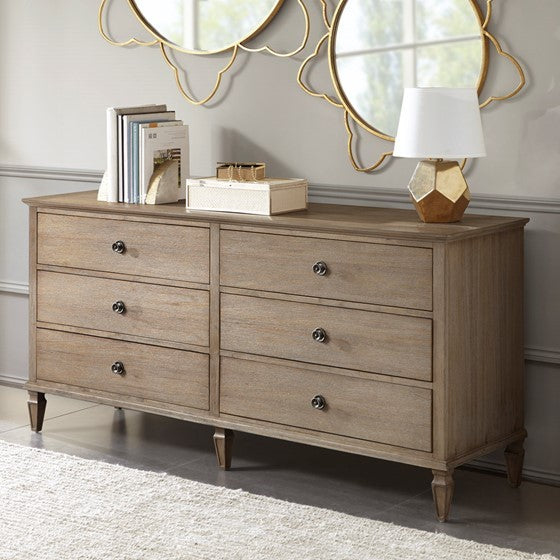 Victoria 6 Drawer Dresser Natural Solid Wood