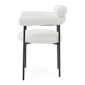 Upholstered Armchair Dining Chairs With Metal Legs Set Of 2 ,White White Fabric Metal