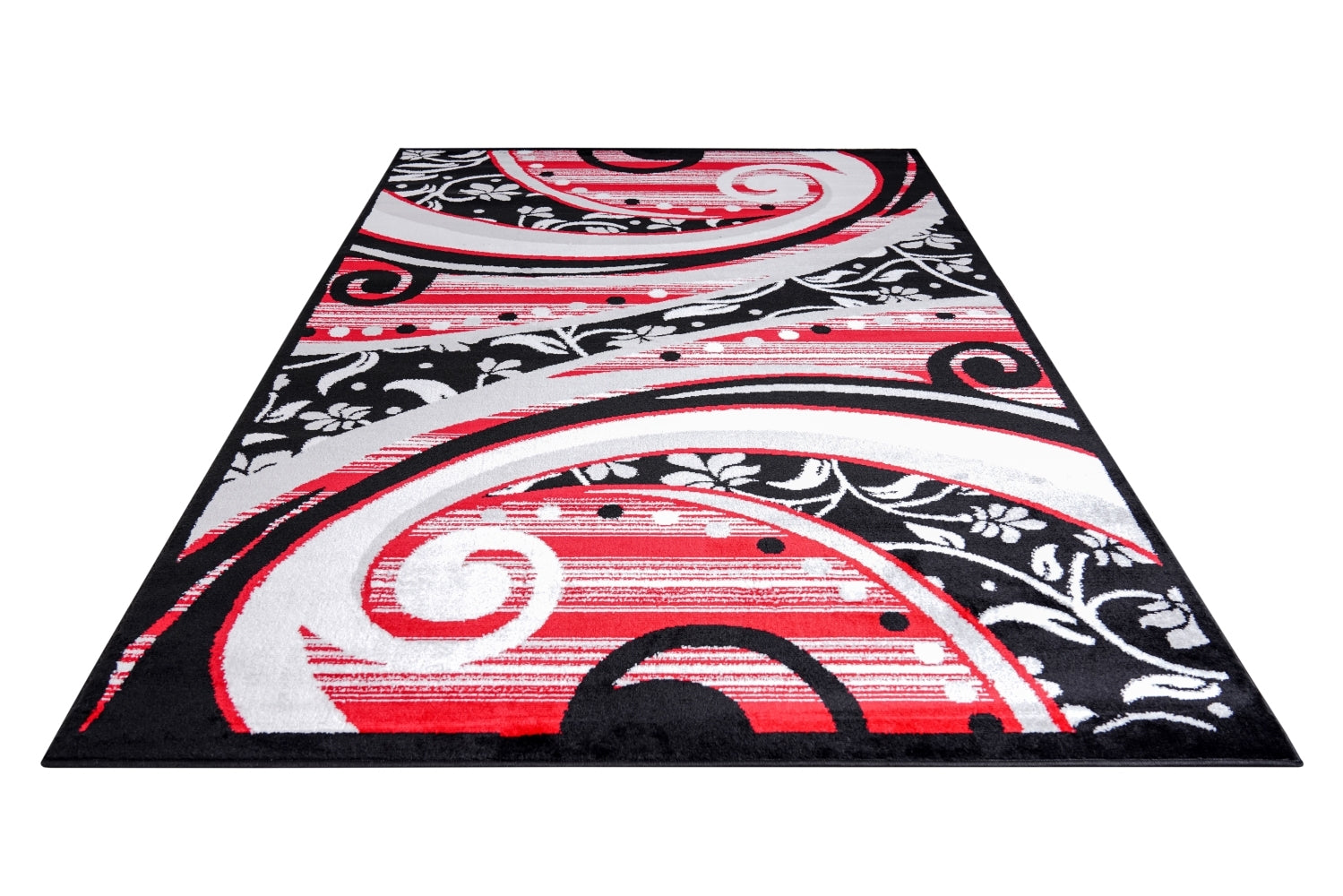 Jersey Area Rugs, Carpets For Livingroom, 5X7 Area Rugs ,1843 Black Red Rectangle 5&7 Black Red Contemporary Abstract Polypropylene