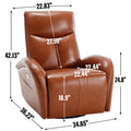 Yellow Brown Genuine Leather Swivel And Rocker Power Recliner Chair With Lumbar Support, Max Swivel Degree 270 , Heavy Duty Motion Mechanism With Usb And Type C Brown Genuine Leather Power Push Button Metal Primary Living Space Medium Firm Pillow Back