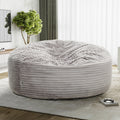 Traditional 72 In. Oversized Velour Memory Foam Bean Bag, Living Room Round Lounger Sofa Chair, Light Gray Light Gray Polyester Primary Living Space Backless Soft Contemporary Armless Memory Foam Polyester