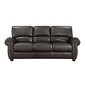 Traditional Living Room Furniture 2Pc Sofa Set Dark Brown Leather Sofa Loveseat Comfortable Plush Seating Rolled Arms Trim Classic Design Dark Brown Primary Living Space Classic,Traditional Rolled Arms Solid Wood 5 Seat