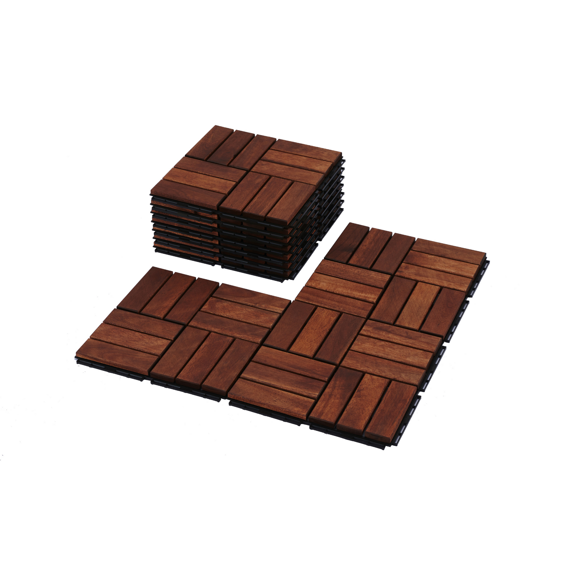 Acacia Wood Interlocking Deck Tiles Checker Pattern, 30 Pcs 12" X 12" Square Acacia Hardwood Outdoor Flooring For Patio, Bancony, Pool Side,.. Brown Garden & Outdoor American Design,American Traditional,Antique Acacia Wood