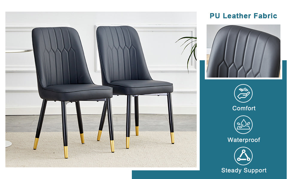 Table And Chair Set.This Modern Dining Table With Mdf Marbled Design Gives You A Luxurious And Elegant Feel.Paired With Multiple Chairs With Pu Artificial Leather Backrest Cushions And Black Legs. Black Seats 4 Mdf