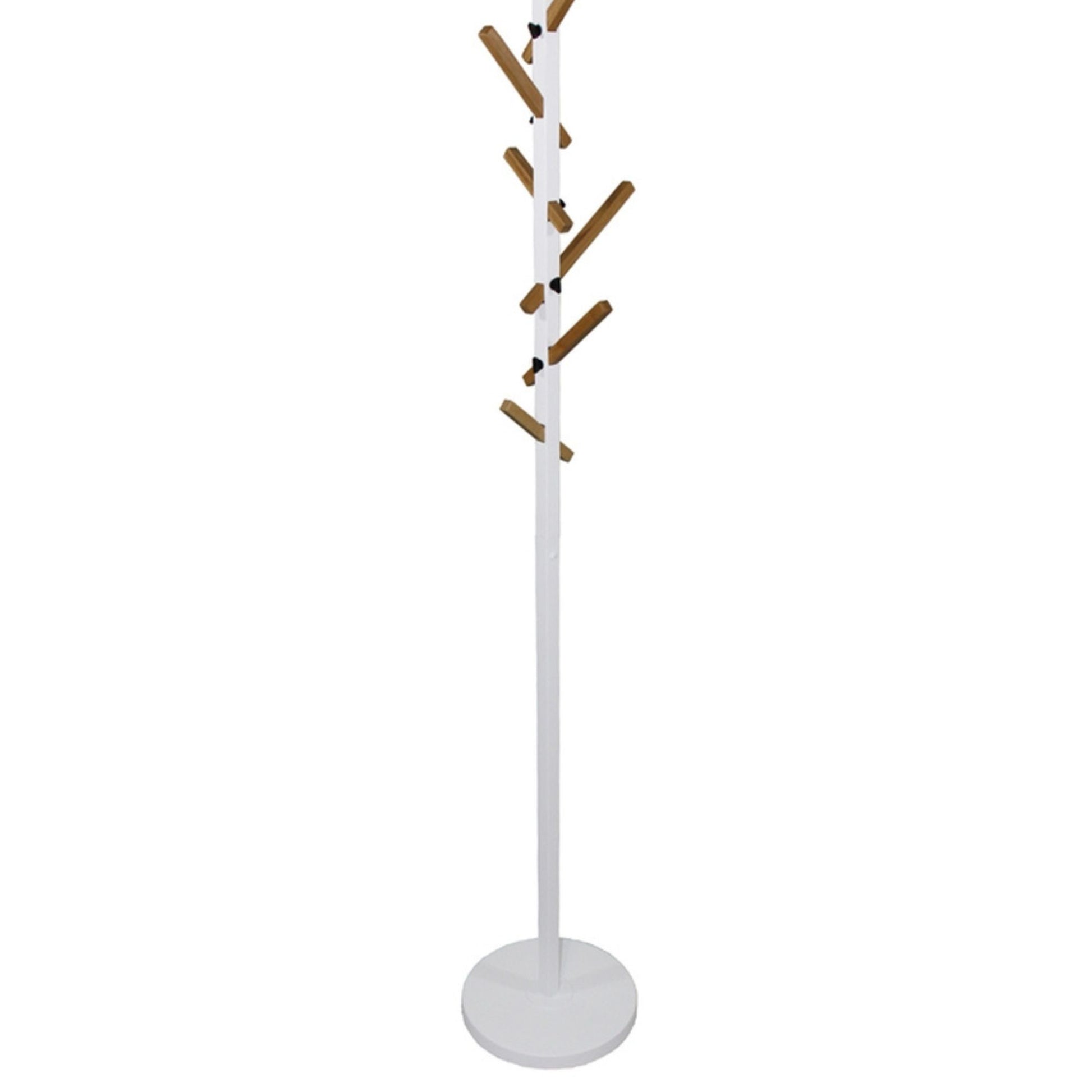 68.5" Tall Wood And Metal Standing Coat Rack "Youth" With White Finish White Wood