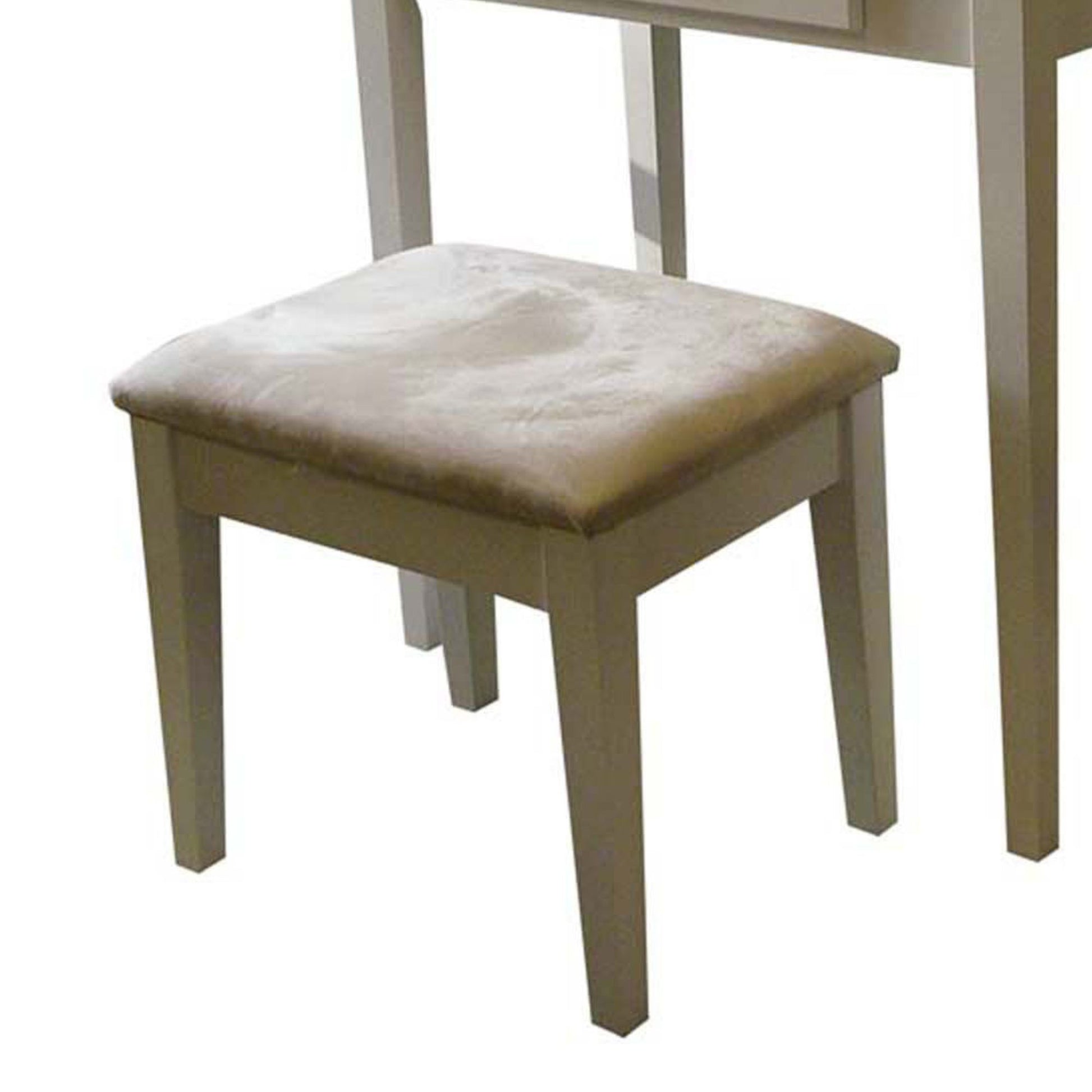 50.5" Tall Wooden 3 Piece Make Up Vanity Set, Bronze Finish White Wood