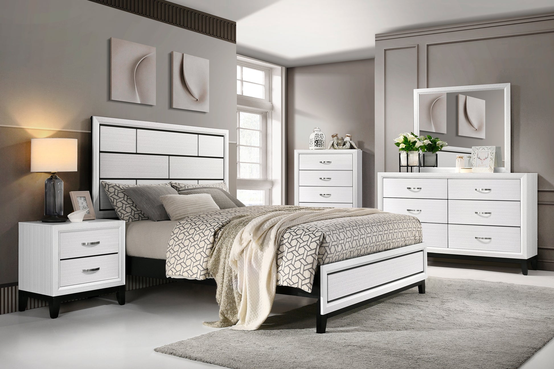 Modern Contemporary White Finish Storage Chest Of 5X Drawers 1Pc Wooden Bedroom Furniture White Wood