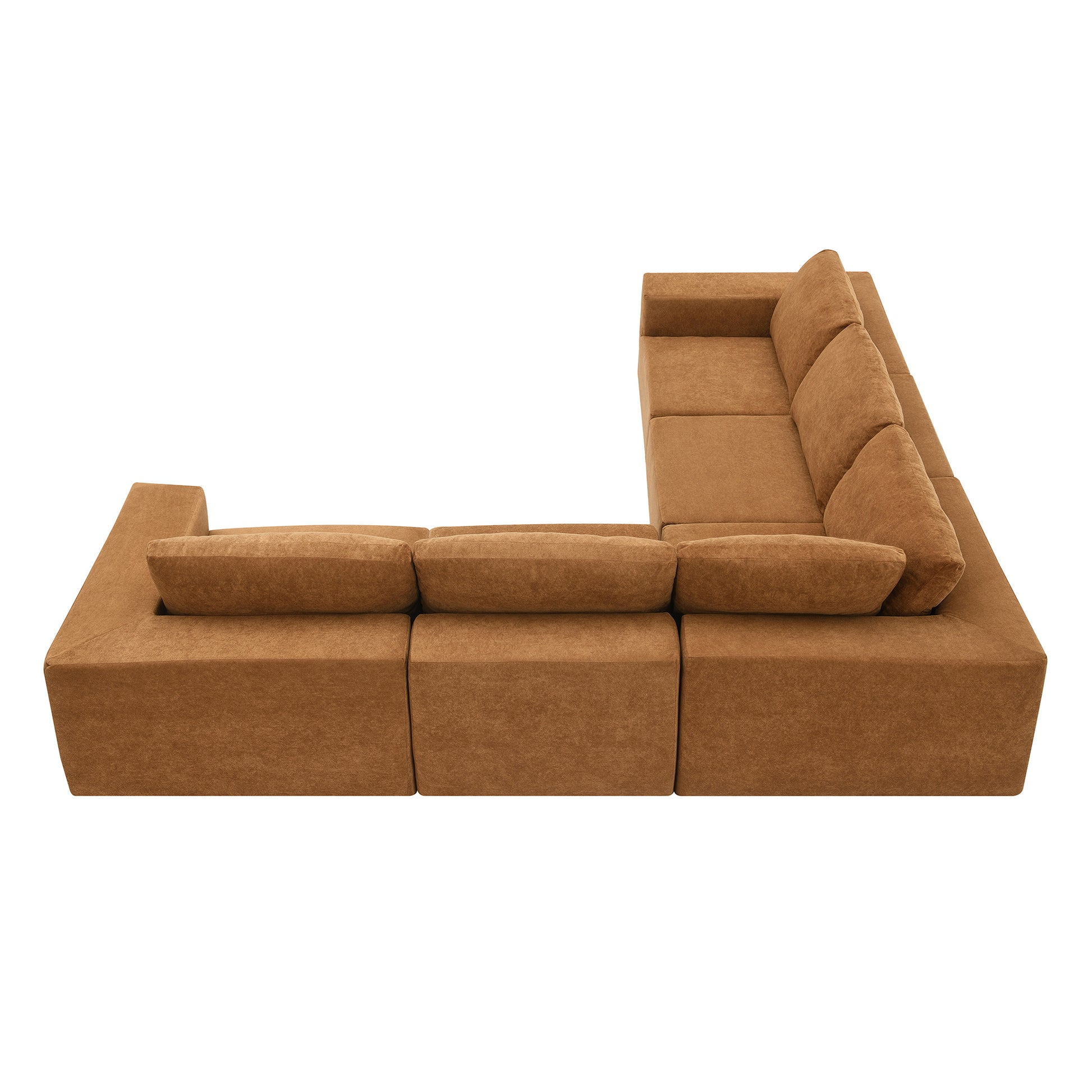 116*116" Modular L Shaped Sectional Sofa,Luxury Floor Couch Set,Upholstered Indoor Furniture,Foam Filled Sleeper Sofa Bed For Living Room,Bedroom,5 Pc Free Combination,3 Colors Brown Fabric 5 Seat