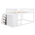 Full Over Full Bunk Bed With 4 Drawers And 3 Shelves White Full White Solid Wood