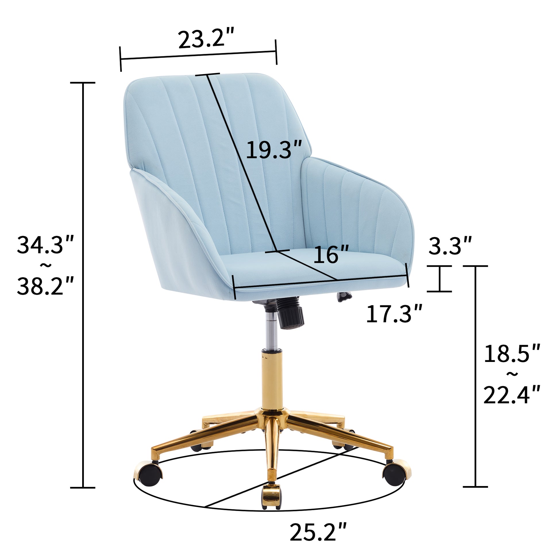 Ty Office Chair Baby Blue Velvet